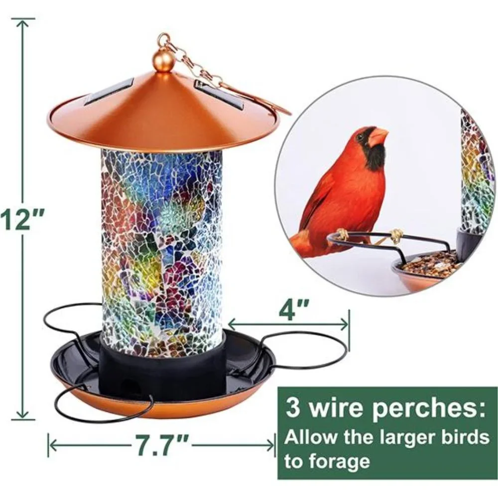 2023 Newest Solar Wild Bird Feeder Hanging for Garden Yard Outside Decoration